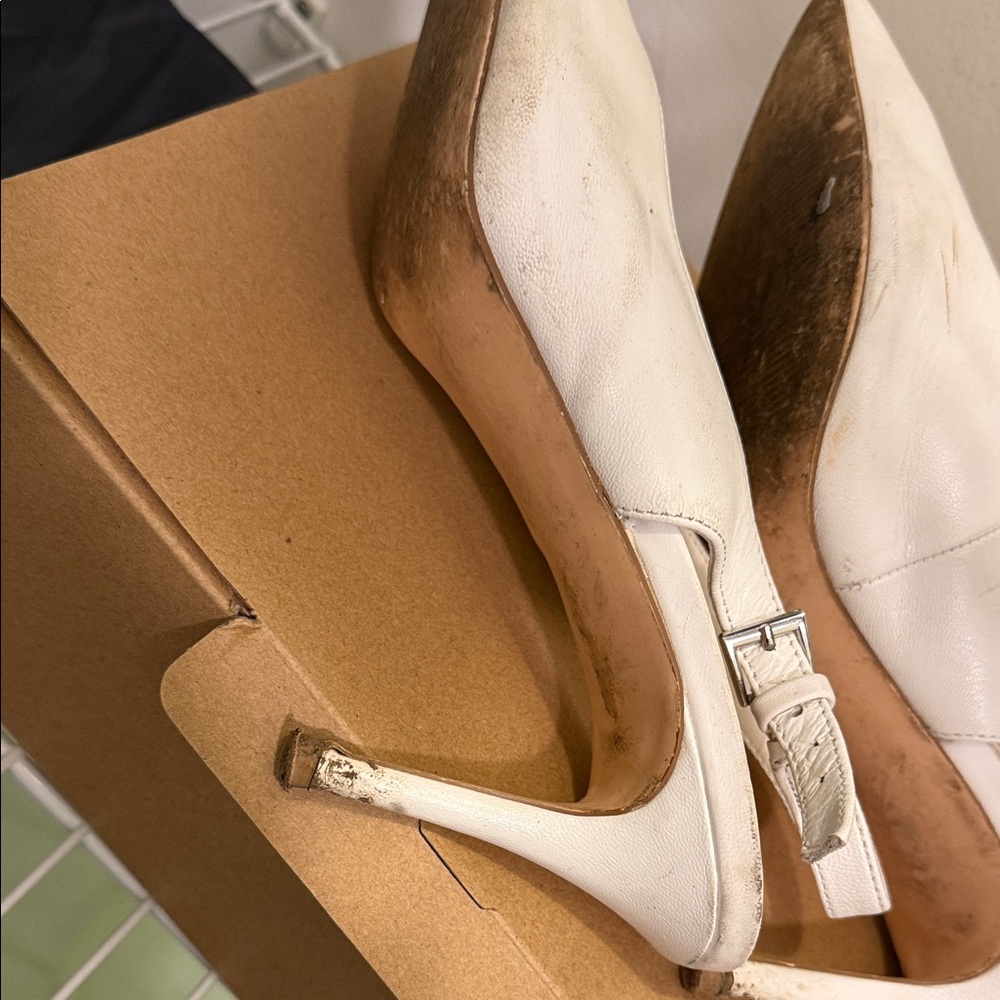 Bleeker & Bond Elegant White Slingback Heels - Picture 7 of 7